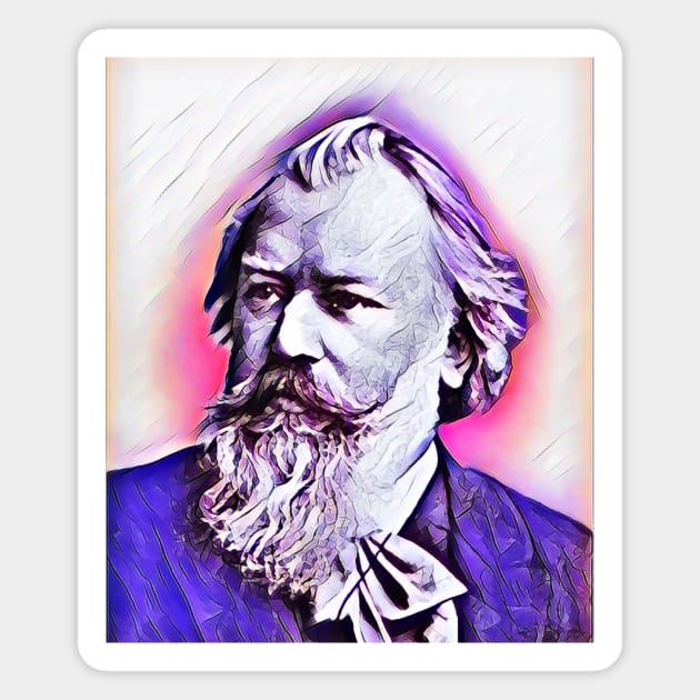 Johannes Brahms Pink Portrait | Johannes Brahms Artwork 9 Magnet by JustLit